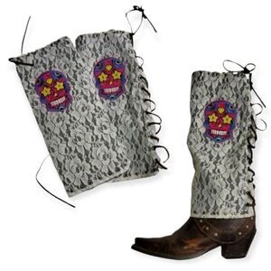 NWT Sugar Skull Tall Lace Western Rodeo Cowboy Women's Decorative‎ Boot Covers